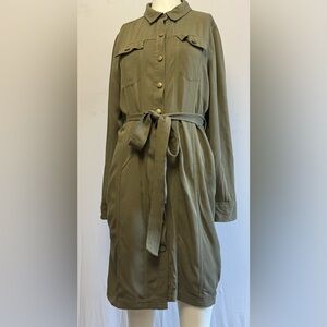 Olive Green Belted Utility Jacket